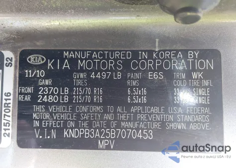 2011 Kia Sportage Lx from USA, damaged, VIN KNDPB3A25B7070453